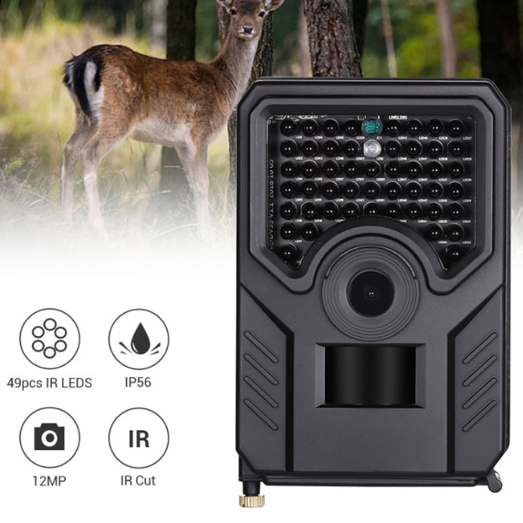 PR-200B 120 Degrees Wide Angle Lens IP56 Waterproof  12MP 1080P HD Infrared Hunting Trail Camera, Support TF Card, PIR Distance: 10-15m (Black) Eurekaonline