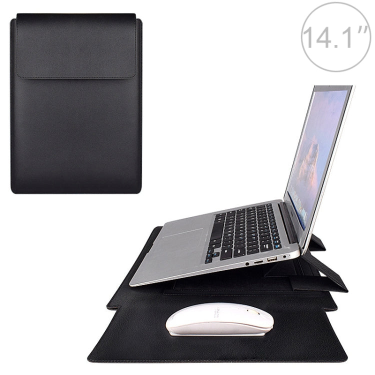 PU05 Sleeve Leather Case Carrying Bag for 14.1 inch Laptop(Black) Eurekaonline