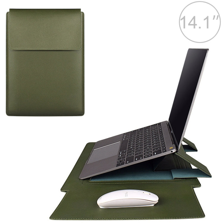 PU05 Sleeve Leather Case Carrying Bag for 14.1 inch Laptop(Green) Eurekaonline
