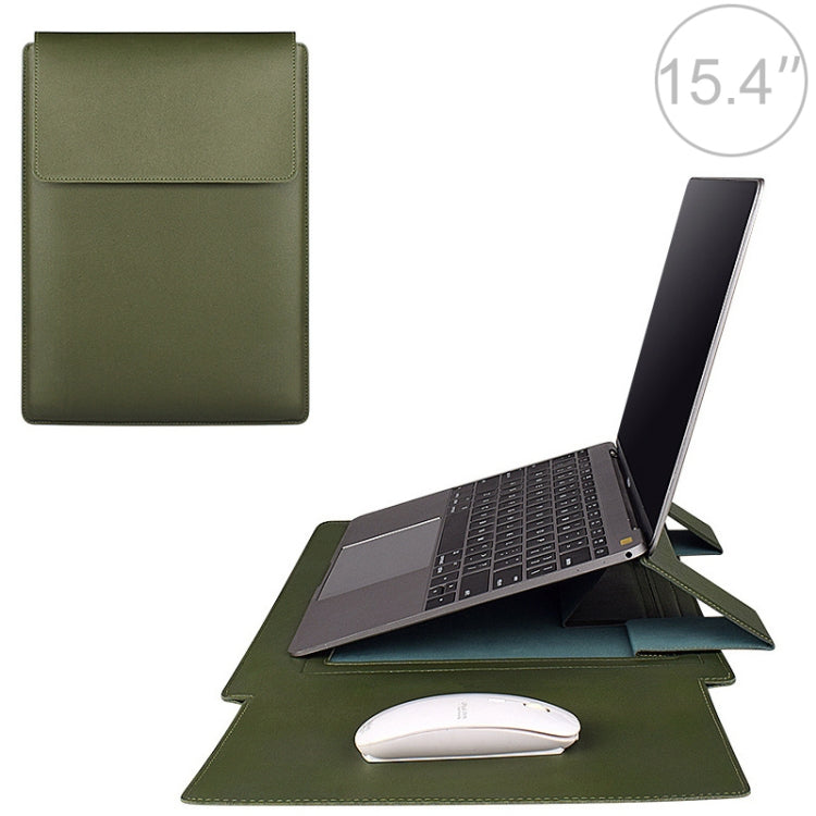 PU05 Sleeve Leather Case Carrying Bag for 15.4 inch Laptop(Green) Eurekaonline