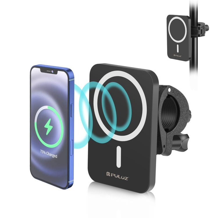 PULUZ 15W Magnetic Qi Wireless Charger Vlogging Phone Clamp Holder(Black) Eurekaonline