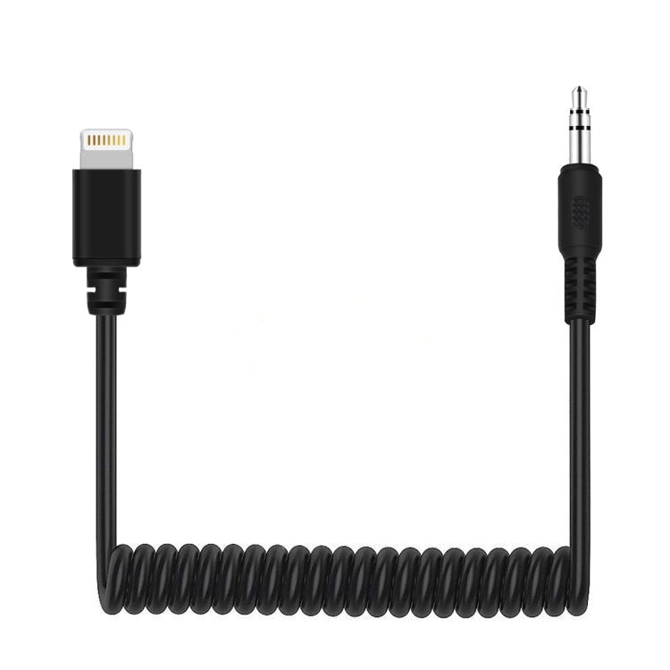 PULUZ 3.5mm TRRS Male to 8 Pin Male Live Microphone Audio Adapter Spring Coiled Cable for iPhone, Cable Stretching to 100cm(Black) Eurekaonline