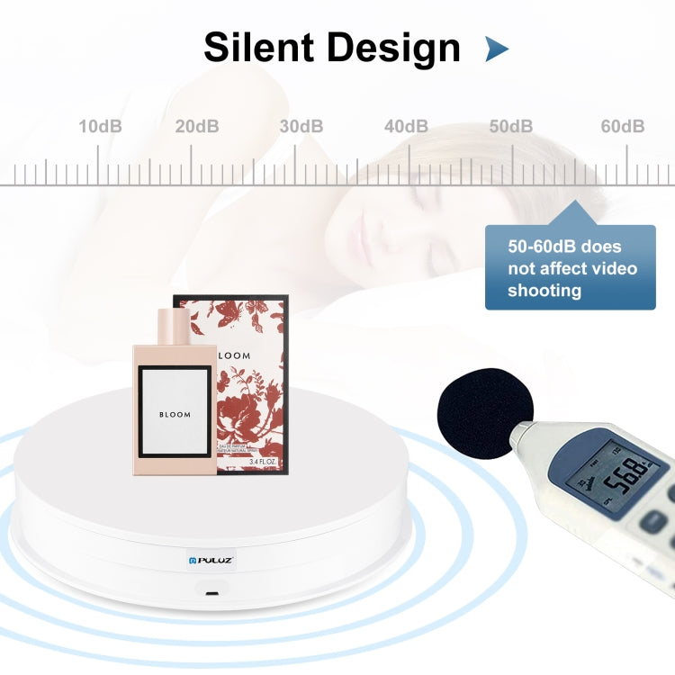 PULUZ 30cm Adjusting Speed Rotating Turntable Display Stand, Load 10-15kg, US Plug(White) Eurekaonline