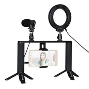 PULUZ 4 in 1 Vlogging Live Broadcast 4.7 inch 12cm Ring LED Selfie Light Smartphone Video Rig Handle Stabilizer Aluminum Bracket Kits with Microphone + Tripod Mount + Cold Shoe Tripod Head Eurekaonline