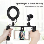 PULUZ 4 in 1 Vlogging Live Broadcast 4.7 inch 12cm Ring LED Selfie Light Smartphone Video Rig Handle Stabilizer Aluminum Bracket Kits with Microphone + Tripod Mount + Cold Shoe Tripod Head Eurekaonline