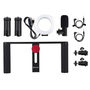 PULUZ 4 in 1 Vlogging Live Broadcast 4.7 inch 12cm Ring LED Selfie Light Smartphone Video Rig Handle Stabilizer Aluminum Bracket Kits with Microphone + Tripod Mount + Cold Shoe Tripod Head Eurekaonline