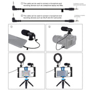 PULUZ 4 in 1 Vlogging Live Broadcast Smartphone Video Rig + 4.7 inch 12cm RGBW Ring LED Selfie Light + Microphone + Pocket Tripod Mount Kits with Cold Shoe Tripod Head(Blue) Eurekaonline