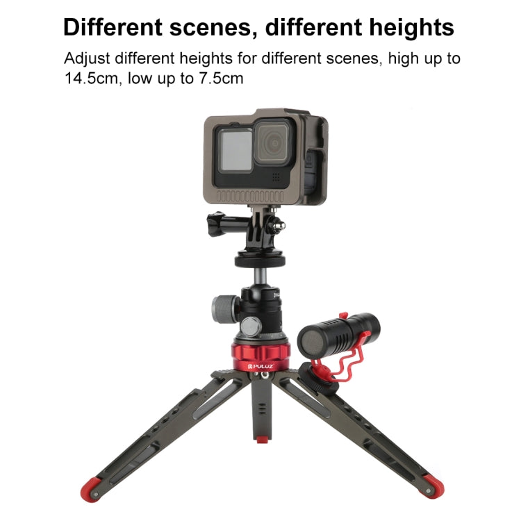 PULUZ Desktop Vlogging Live Tripod Holder with Cold Shoe Bases for DSLR & Digital Cameras, Adjustable Height: 7.5-14.5cm Eurekaonline