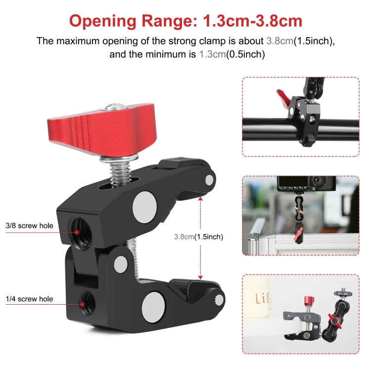 PULUZ Multi-function Magic Arm Ball Mount Clamp Crab Pliers Clip(Red) Eurekaonline