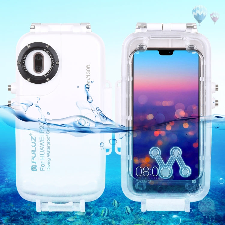 130ft Waterproof Diving Case for Huawei P20, Photo Video Taking Underwater Housing Cover(White) Eurekaonline
