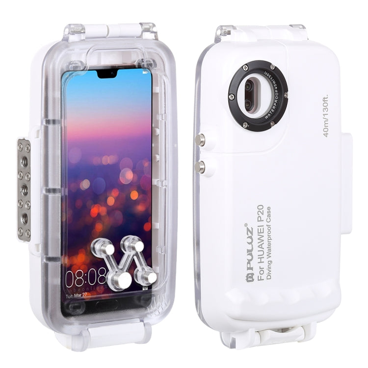 130ft Waterproof Diving Case for Huawei P20, Photo Video Taking Underwater Housing Cover(White) Eurekaonline