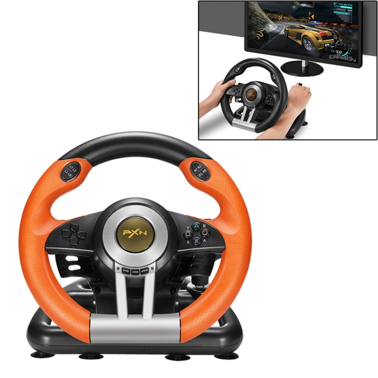 PXN-V3 Racing Game Steering Wheel for PC / PS3 / 4 / xbox one / switch(Orange) Eurekaonline