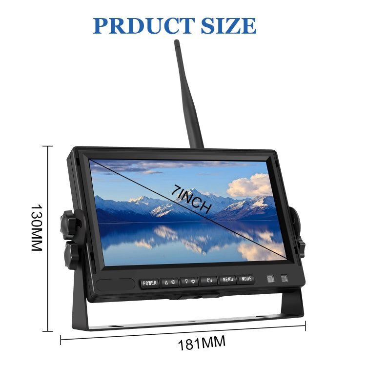 PZ710-W 7 inch Car Digital Wireless Rear-view Split-screen Monitor Four Record Eurekaonline