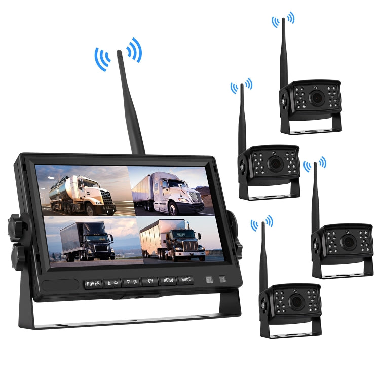 PZ710-W 7 inch Car Digital Wireless Rear-view Split-screen Monitor Four Record Eurekaonline