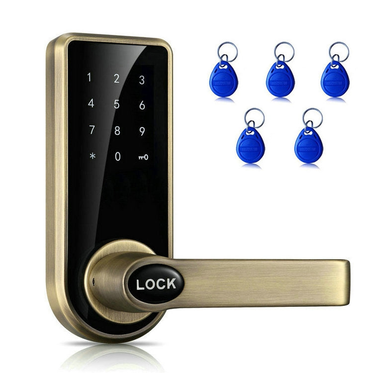 Password + Key + Sensor Card Zinc Alloy Red Bronze Electronic Door Lock Touch Screen Electronic Code Lock Eurekaonline
