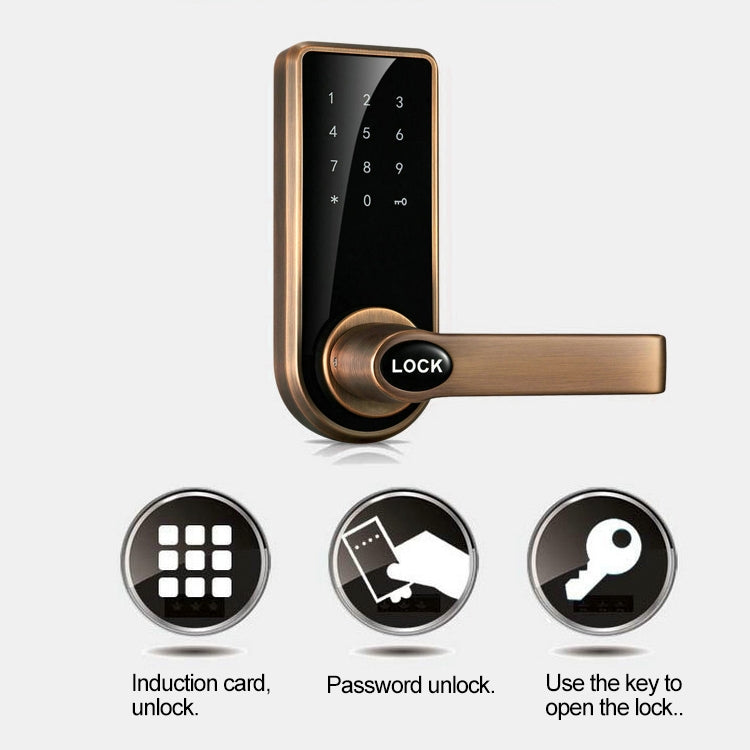 Password + Key + Sensor Card Zinc Alloy Red Bronze Electronic Door Lock Touch Screen Electronic Code Lock Eurekaonline