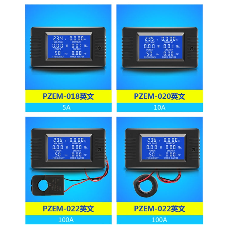 Peacefair English Version Multifunctional AC Digital Display Power Monitor, 100A (Open and Close CT) Eurekaonline