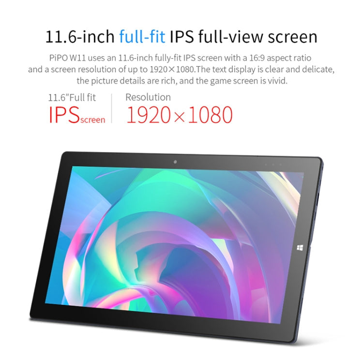 PiPO W11 2 in 1 Tablet PC, 11.6 inch, 8GB+128GB+256GB SSD, Windows 10, Intel Gemini Lake N4120 Quad Core Up to 2.6GHz, with Keyboard & Stylus Pen, Support Dual Band WiFi & Bluetooth & Micro SD Card Eurekaonline