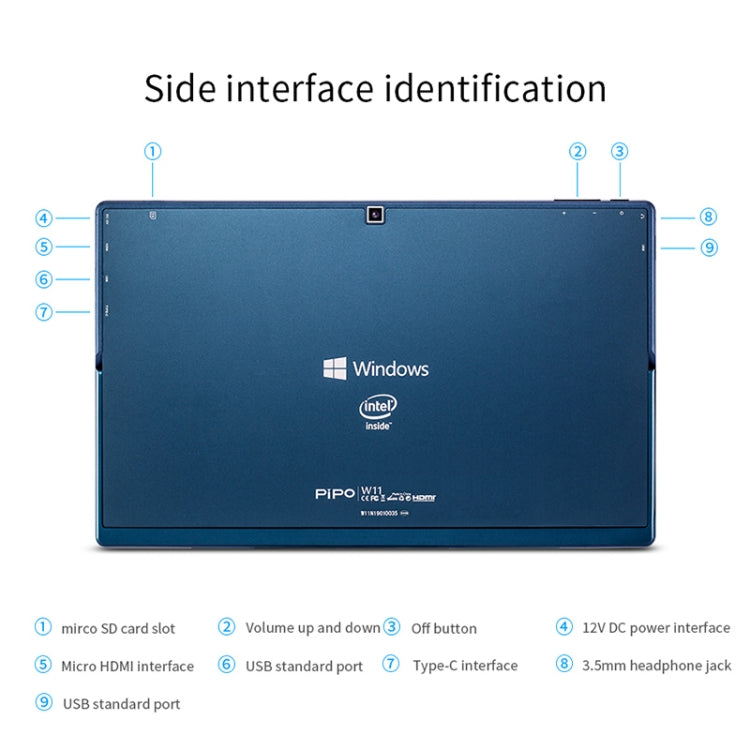 PiPO W11 2 in 1 Tablet PC, 11.6 inch, 8GB+128GB+256GB SSD, Windows 10, Intel Gemini Lake N4120 Quad Core Up to 2.6GHz, with Keyboard & Stylus Pen, Support Dual Band WiFi & Bluetooth & Micro SD Card Eurekaonline