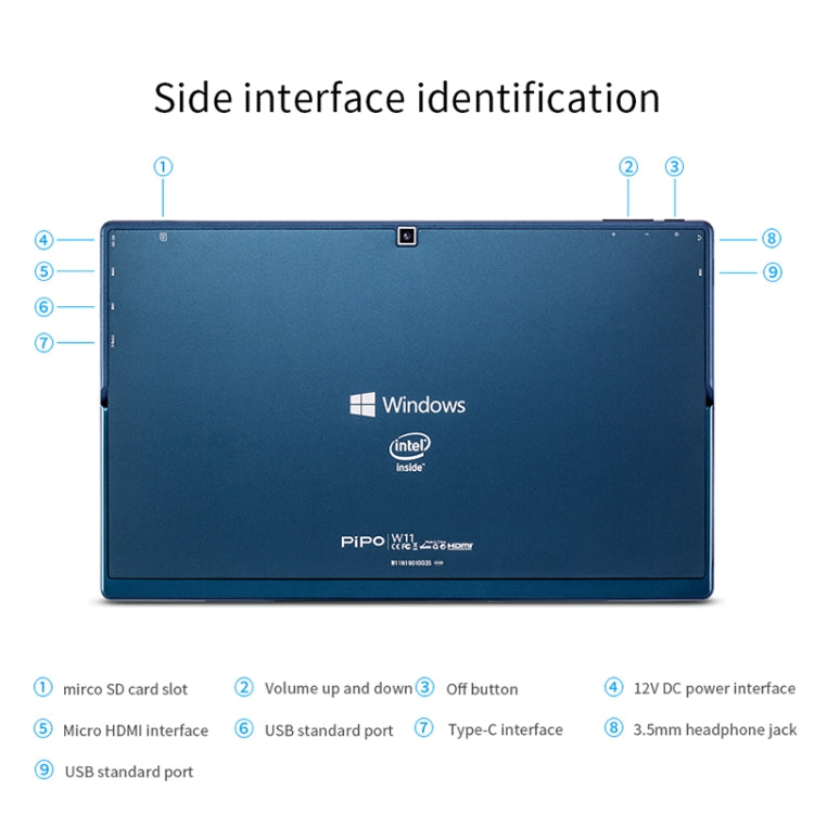 PiPO W11 2 in 1 Tablet PC, 11.6 inch, 8GB+128GB+512GB SSD, Windows 10, Intel Gemini Lake N4120 Quad Core Up to 2.6GHz, with Stylus Pen Not Included Keyboard, Support Dual Band WiFi & Bluetooth & Micro SD Card Eurekaonline