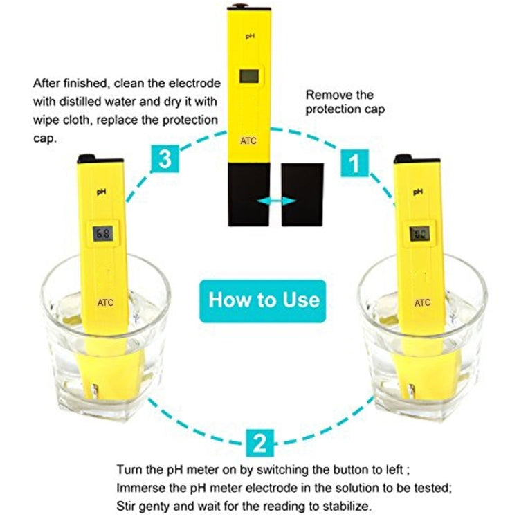 Pocket-sized PH Meter with ATC(Yellow) Eurekaonline