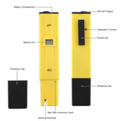 Pocket-sized PH Meter with ATC(Yellow) Eurekaonline