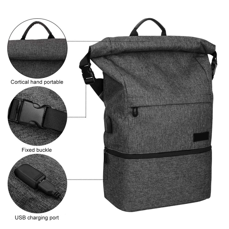 Polyester Waterproof Laptop Backpack with USB Interface Capacity: 35L (Light Grey) Eurekaonline