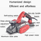 Portable Multifunctional Electric Wood Planer Household Desktop Woodworking Electric Push Planing Tool,EU Plug, Model: Dust Collection Aluminum Body 8208 (Plastic Packaging) Eurekaonline