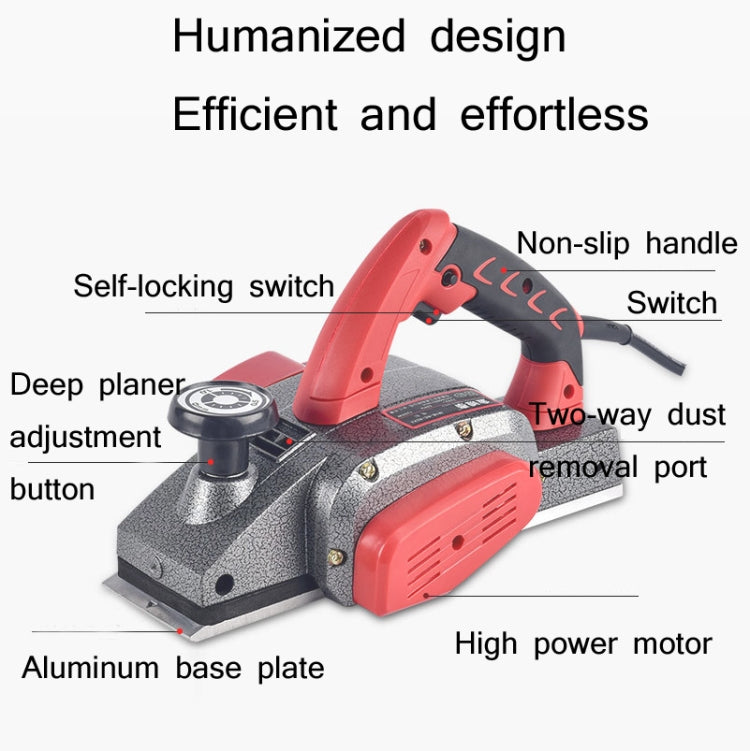 Portable Multifunctional Electric Wood Planer Household Desktop Woodworking Electric Push Planing Tool,EU Plug, Model: Dust Collection Aluminum Body 8208 (Plastic Packaging) Eurekaonline