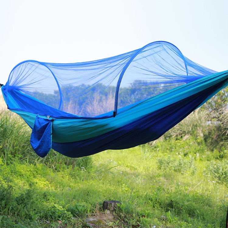 Portable Outdoor Camping Full-automatic Nylon Parachute Hammock with Mosquito Nets, Size : 290 x 140cm (Dark Blue + Baby Blue) Eurekaonline