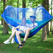 Portable Outdoor Camping Full-automatic Nylon Parachute Hammock with Mosquito Nets, Size : 290 x 140cm (Dark Blue + Baby Blue) Eurekaonline