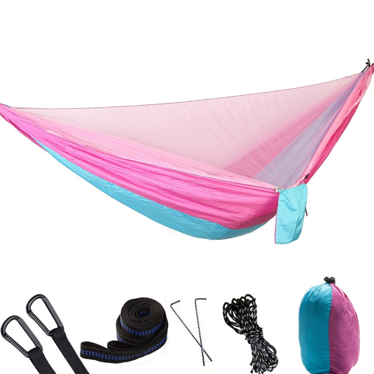 Portable Outdoor Parachute Hammock with Mosquito Nets (Pink Blue) Eurekaonline