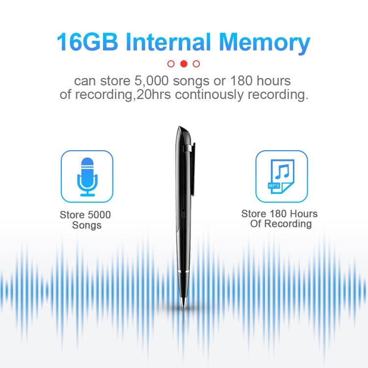 Q9 AI Intelligent High-definition Noise Reduction Conference Recording Pen Voice Control Recorder, Capacity:16GB(Black) Eurekaonline