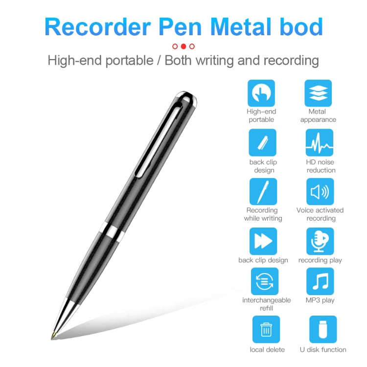 Q96 Intelligent HD Digital Noise Reduction Recording Pen, Capacity:128GB(Black) Eurekaonline