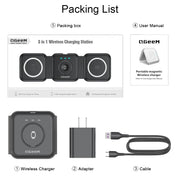 QGeeM WC07 3 In 1 Foldable Magnetic Phone Wireless Charger, US Plug(Black) Eurekaonline