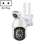 QX41 1080P 2.0MP Dual Lens IP66 Waterproof Panoramic PTZ WIFI Camera, Support Day and Night Full Color & Two-way Voice Intercom & Smart Alarm & Video Playback & 128GB TF Card, EU Plug Eurekaonline