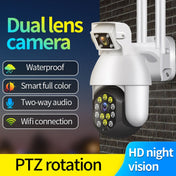 QX41 1080P 2.0MP Dual Lens IP66 Waterproof Panoramic PTZ WIFI Camera, Support Day and Night Full Color & Two-way Voice Intercom & Smart Alarm & Video Playback & 128GB TF Card, US Plug Eurekaonline