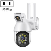 QX41 1080P 2.0MP Dual Lens IP66 Waterproof Panoramic PTZ WIFI Camera, Support Day and Night Full Color & Two-way Voice Intercom & Smart Alarm & Video Playback & 128GB TF Card, US Plug Eurekaonline