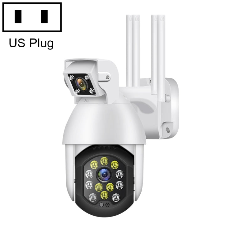 QX41 1080P 2.0MP Dual Lens IP66 Waterproof Panoramic PTZ WIFI Camera, Support Day and Night Full Color & Two-way Voice Intercom & Smart Alarm & Video Playback & 128GB TF Card, US Plug Eurekaonline