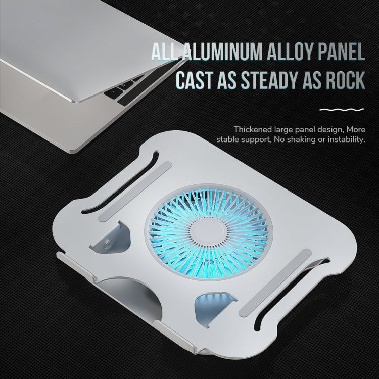R-JUST BJ01-5 Laptop Foldable Lift Bracket with Fan(Silver) Eurekaonline