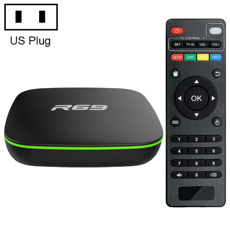 R69 1080P HD Smart TV BOX Android 4.4 Media Player with Remote Control, Quad Core Allwinner H3, RAM: 1GB, ROM: 8GB, 2.4G WiFi, LAN, US Plug Eurekaonline