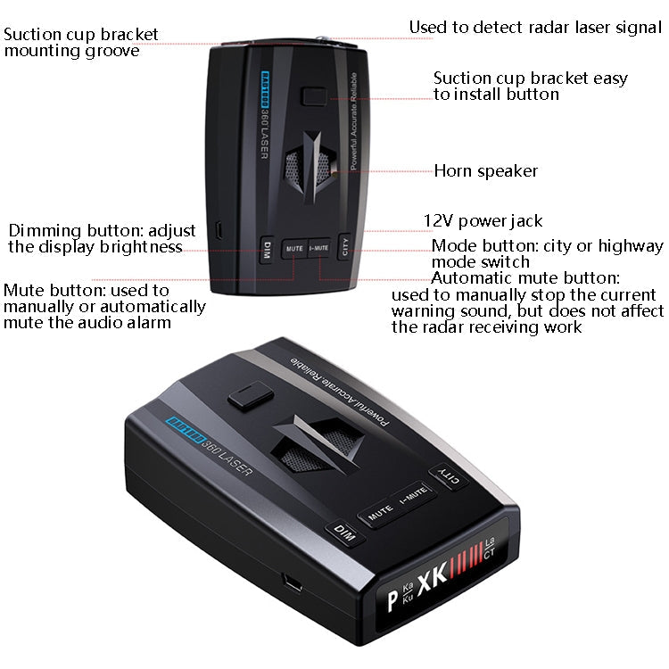 RAD1000 Car Laser Radar Speedometer Car Mobile Speed Radar Electronic Dog Eurekaonline