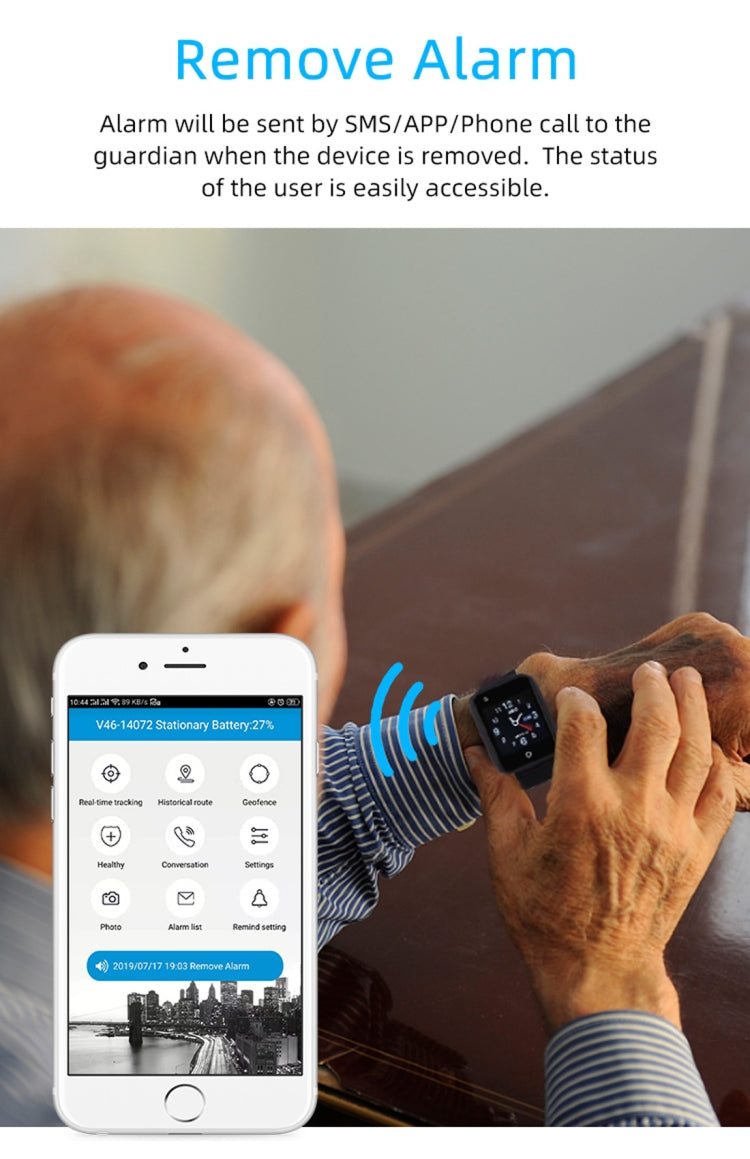 REACHFAR RF-V46-A GPS Smart Tracker WatchBand, Support SOS / Camera / Health Management / 4G LTE / Blood Pressure / Heart Rate(Black) Eurekaonline