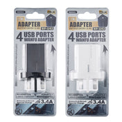 REMAX RP-U43 3.4A 4 USB Port Fast Charger, Specification:UK Plug(White) Eurekaonline