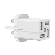 REMAX RP-U43 3.4A 4 USB Port Fast Charger, Specification:UK Plug(White) Eurekaonline