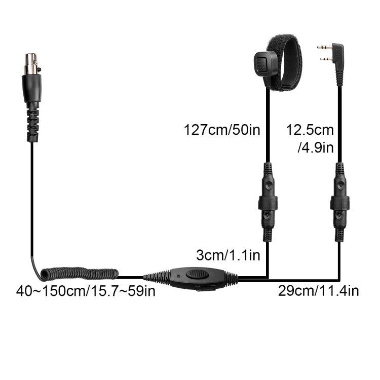 RETEVIS EH050K 2 Pin Adjustable Volume Noise Reduction Aviation Headphone Microphone with Finger PTT Eurekaonline