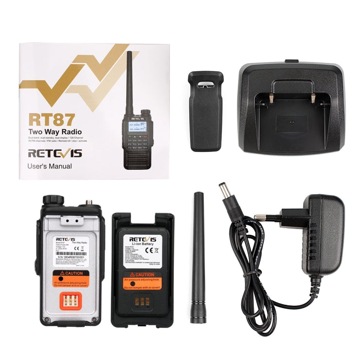 RETEVIS RT87 136-174MHz + 400-480MHz 128CHS Waterproof Dual Band DTMF Two Way Radio Handheld Walkie Talkie, EU Plug Eurekaonline
