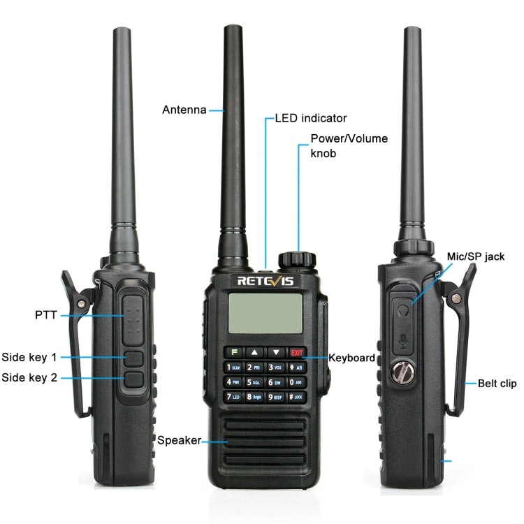 RETEVIS RT87 136-174MHz + 400-480MHz 128CHS Waterproof Dual Band DTMF Two Way Radio Handheld Walkie Talkie, EU Plug Eurekaonline