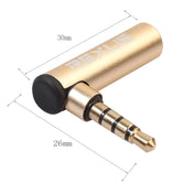 REXLIS BK3567 3.5mm Male + 3.5mm Female L-shaped 90 Degree Elbow Gold-plated Plug Gold Audio Interface Extension Adapter for 3.5mm Interface Devices, Support Earphones with Microphone Eurekaonline