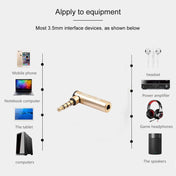 REXLIS BK3567 3.5mm Male + 3.5mm Female L-shaped 90 Degree Elbow Gold-plated Plug Gold Audio Interface Extension Adapter for 3.5mm Interface Devices, Support Earphones with Microphone Eurekaonline